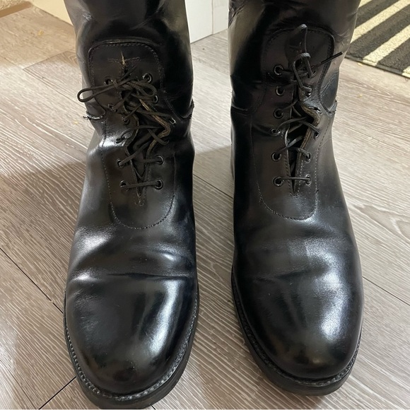 Police Patrol Tall Leather Lace Up Motorcycle Moto Equestrian Boots Mens Size 9 - Picture 5 of 11